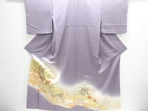 御所車に草花模様刺繍一つ紋色留袖(比翼付き)